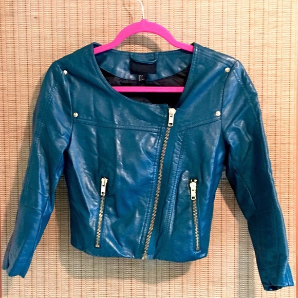 H&M Dark Green Faux Leather Jacket - Picture 1 of 7